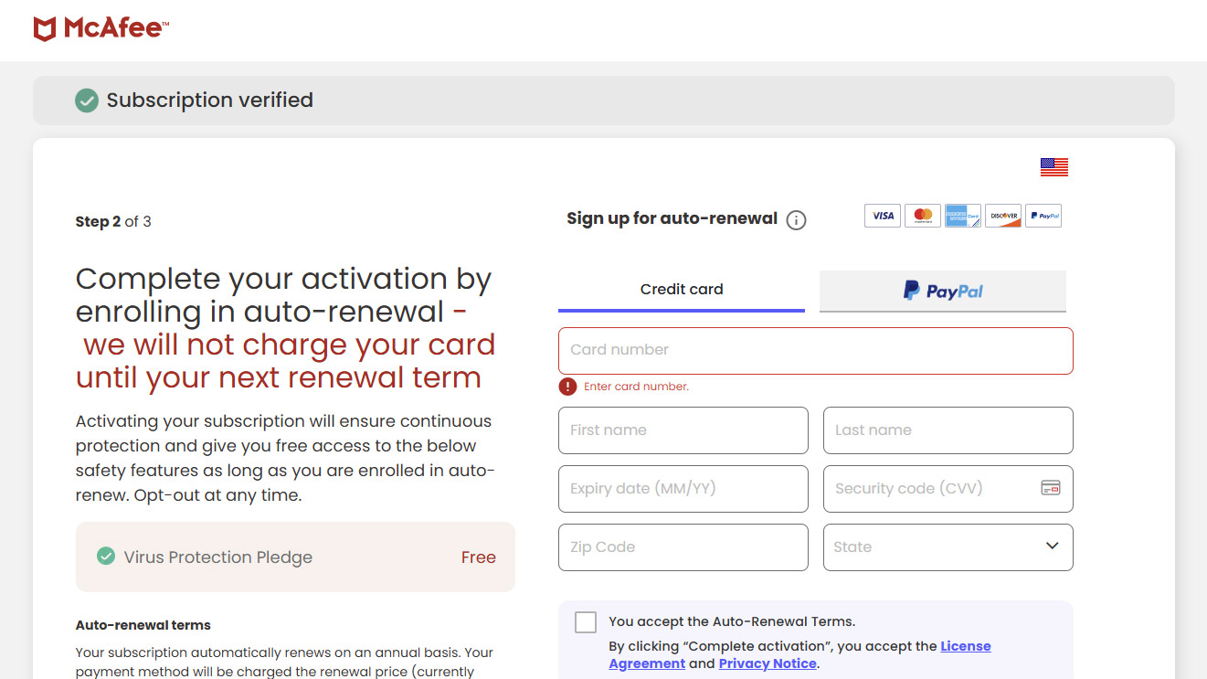 Screenshot of the McAfee+ Ultimate web interface