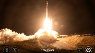 A SpaceX Falcon 9 rocket launches 27 Starlink satellites from California's Vandenberg Space Force Base just after midnight ET on Oct. 31, 2026.