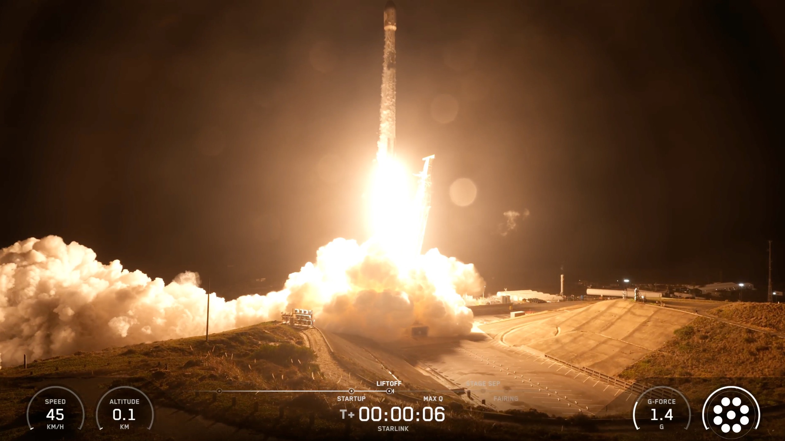 A SpaceX Falcon 9 rocket launches 27 Starlink satellites from California's Vandenberg Space Force Base just after midnight ET on Oct. 31, 2026.