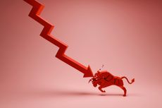 Bull Market being destroyed by Recession concept