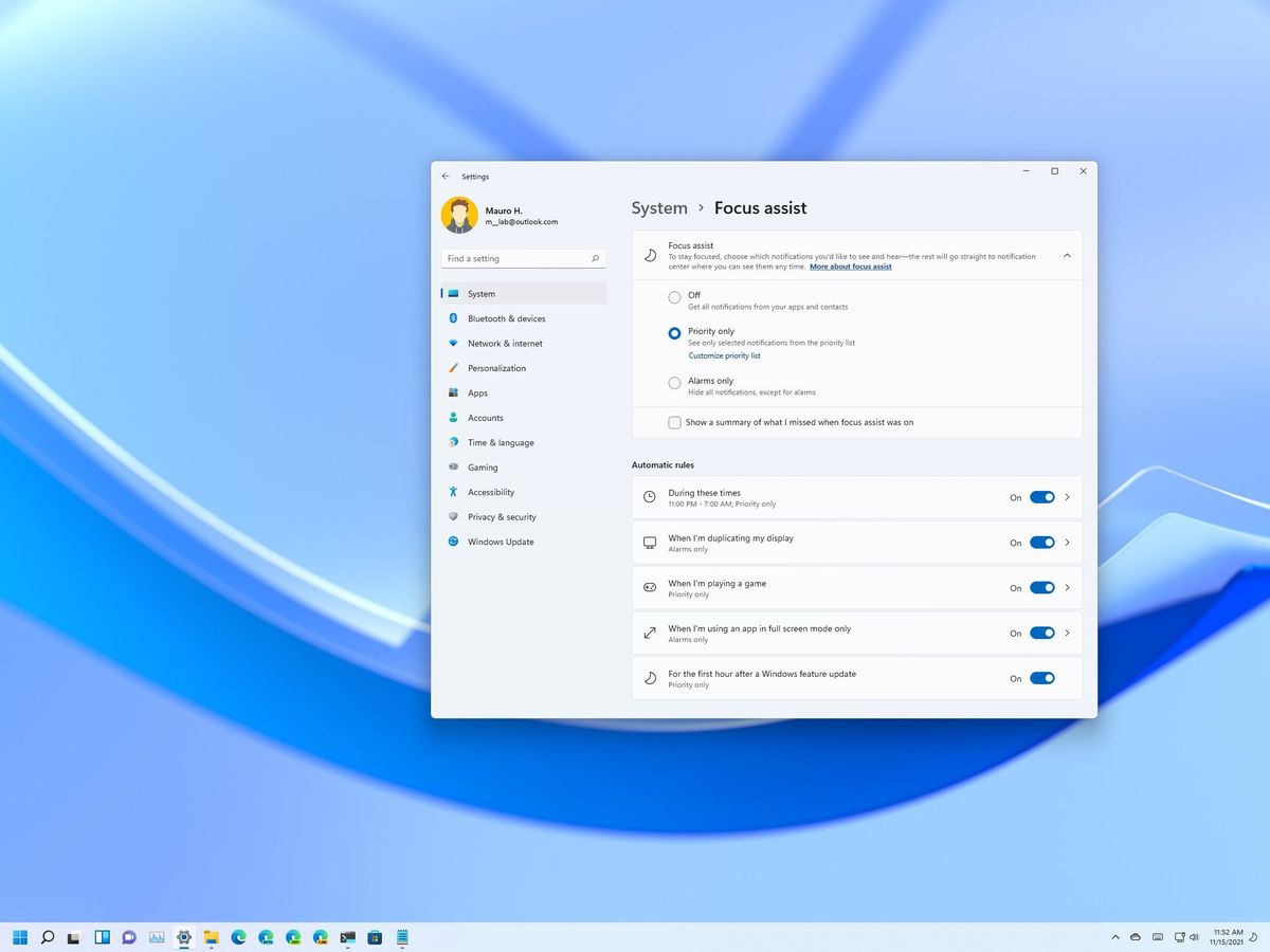 Windows 11 Focus Assist