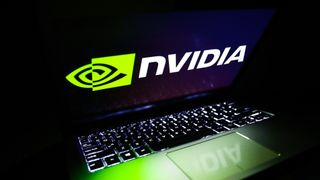 Nvidia logo on laptop. 