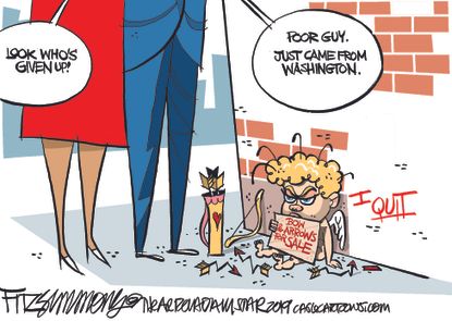 Political Cartoon U.S. Valentines day Washington homeless cupid