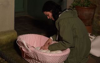 Hayley leaves her baby on the doorstep