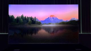 Image of mountain at dusk on Samsung QN900C 8K TV