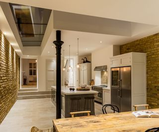 kitchen with layered lighting scheme