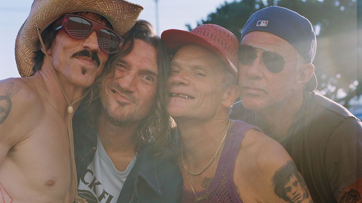 Red Hot Chili Peppers in a sunny Californian background