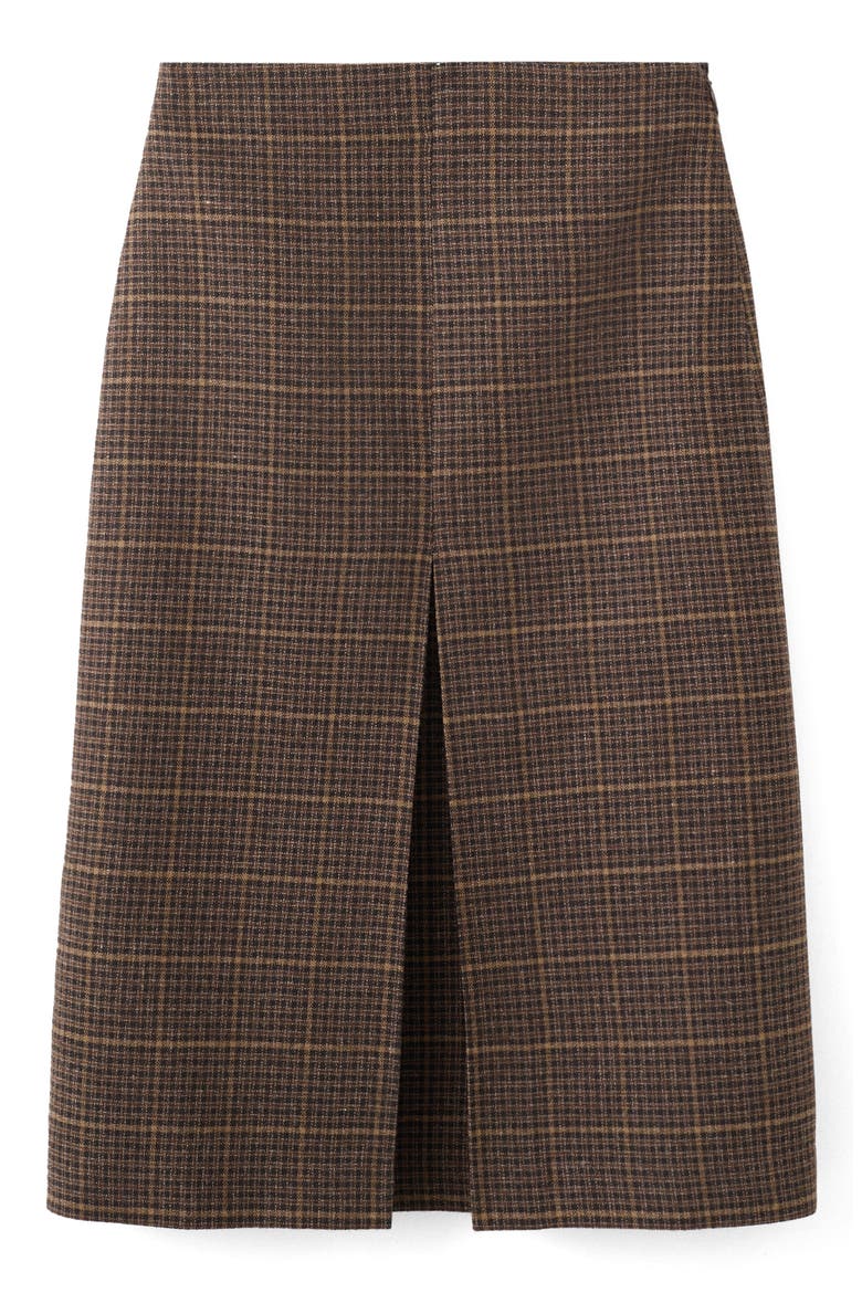 Check Pleat Front Midi Skirt