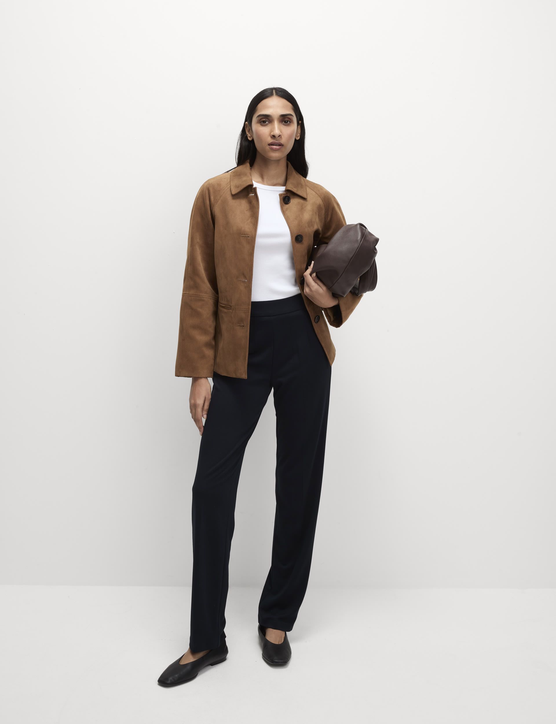 Jersey Straight Leg Trousers With Stretch