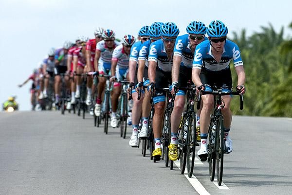 The Garmin Barracuda train was controlling the peloton with a break of four riders up the road.