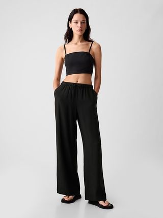 High Rise Crinkle Texture Pull-On Pants