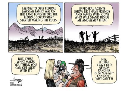 Political cartoon Cliven Bundy land rights