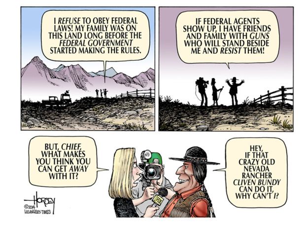 Political cartoon Cliven Bundy land rights