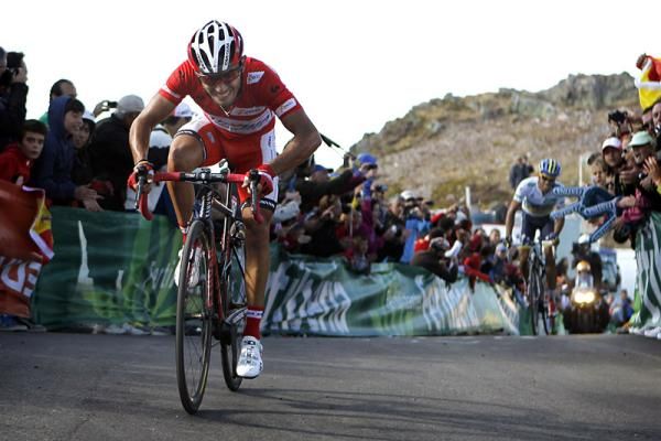 Vuelta leader Joaquim Rodriguez (Katusha) dropped Alberto Contador in the stage 16 finale to extend his overall lead to 28 seconds.