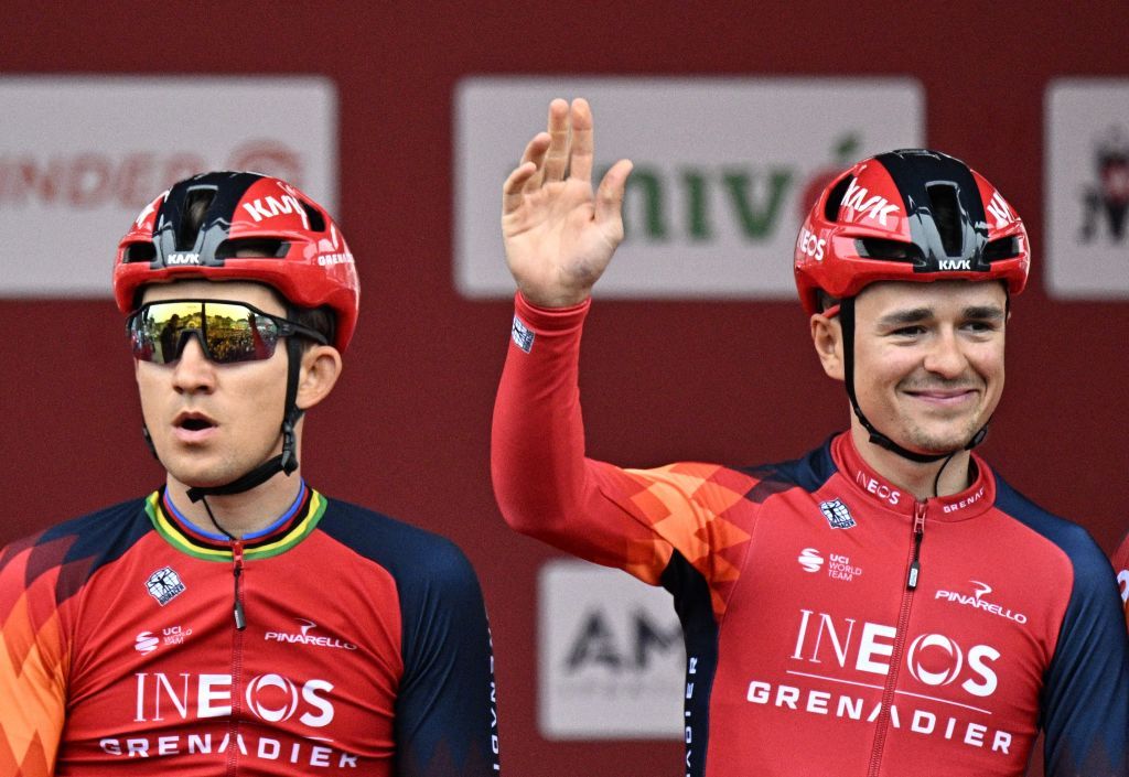 Tim Pidcock seemed happy at the Amstel Gold Race sign-on
