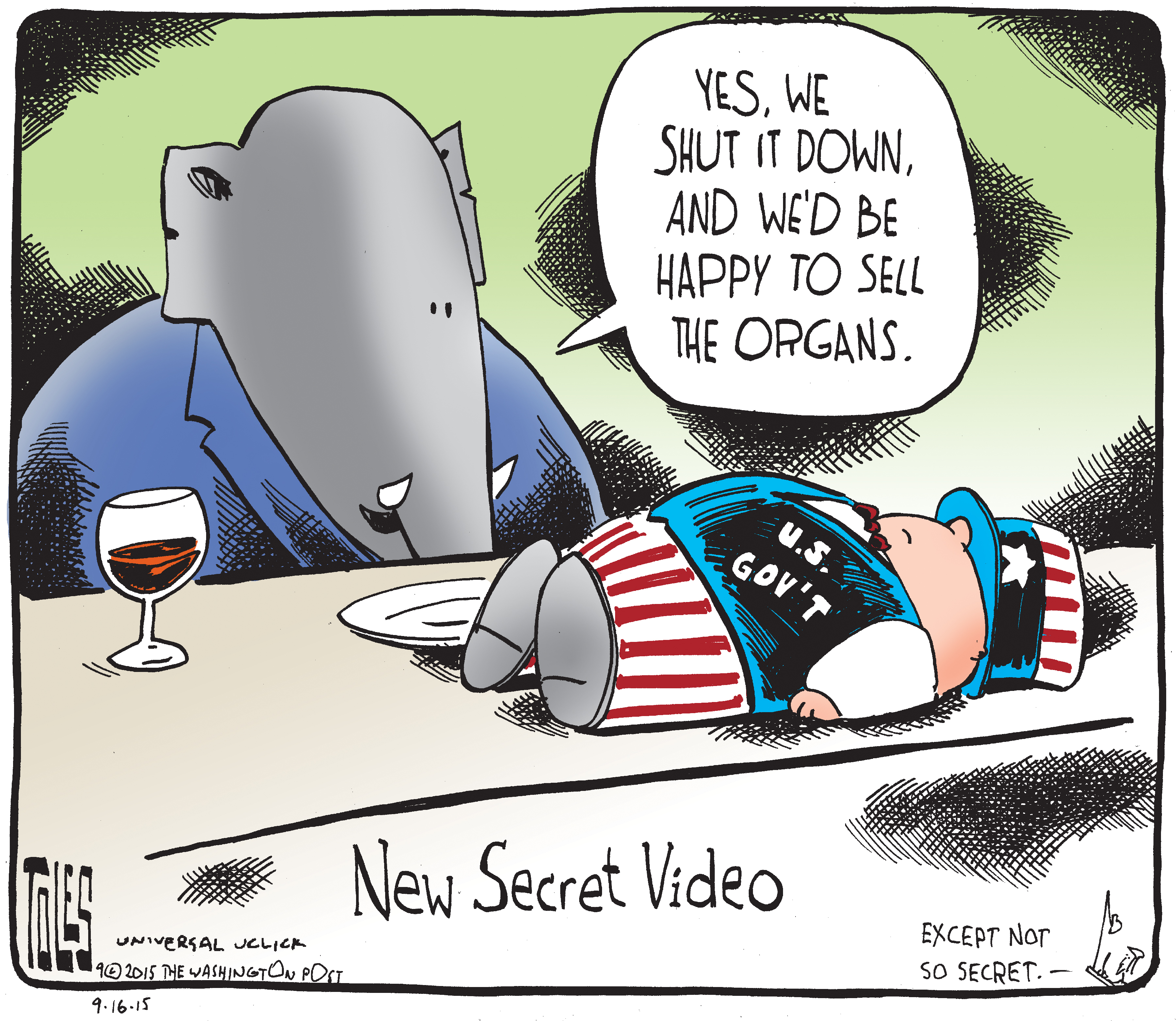 Political cartoon U.S. GOP government shutdown