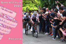 TORINO, ITALY - MAY 04: Jhonatan Narvaez of Ecuador and Team INEOS Grenadiers and Tadej Pogacar of Slovenia and UAE Team Emirates compete in the breakaway while fans cheer during the 107th Giro d'Italia 2024, Stage 1 a 140km stage from Venaria Reale to Torino / #UCIWT / on May 04, 2024 in Torino, Italy. (Photo by Dario Belingheri/Getty Images)
