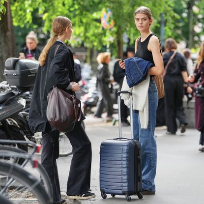Models are seen outside of the show, outside Jil Sander, during Milan Fashion Week - Womenswear Spring/Summer 2026, on September 24, 2025 in Milan, Italy (Photo by Edward Berthelot/Getty Images)