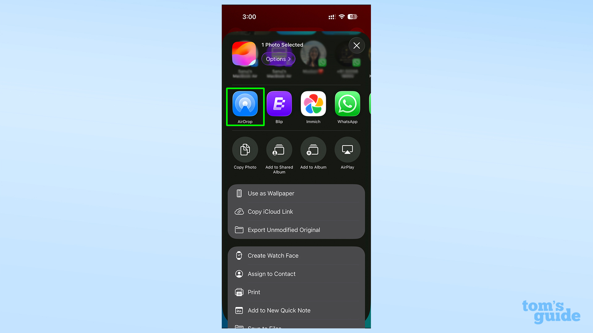Picking AirDrop when using Quick Share between iPhone and Pixel