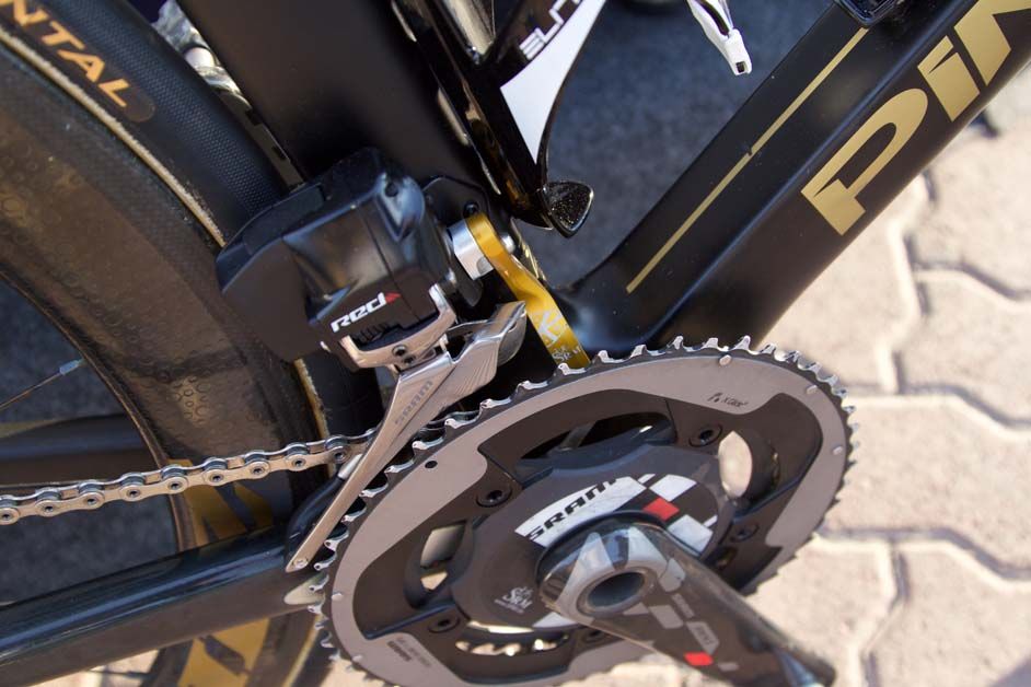 Wiggins' bike is kitted out with SRAM Red