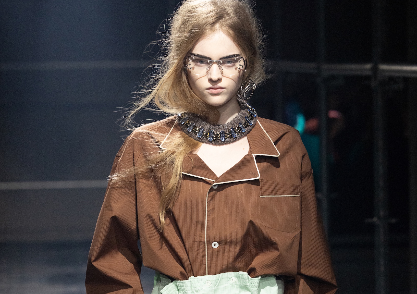 Prada Pyjama Shirt from AW25 runway