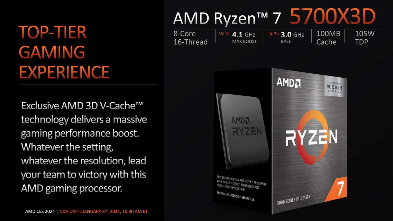 Ryzen 7 5700X3D promotional information
