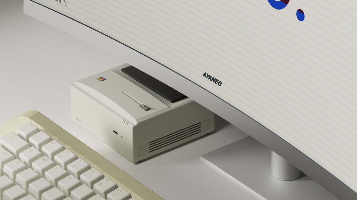 AYANEO Retro Mini PC AM01 under moniitor
