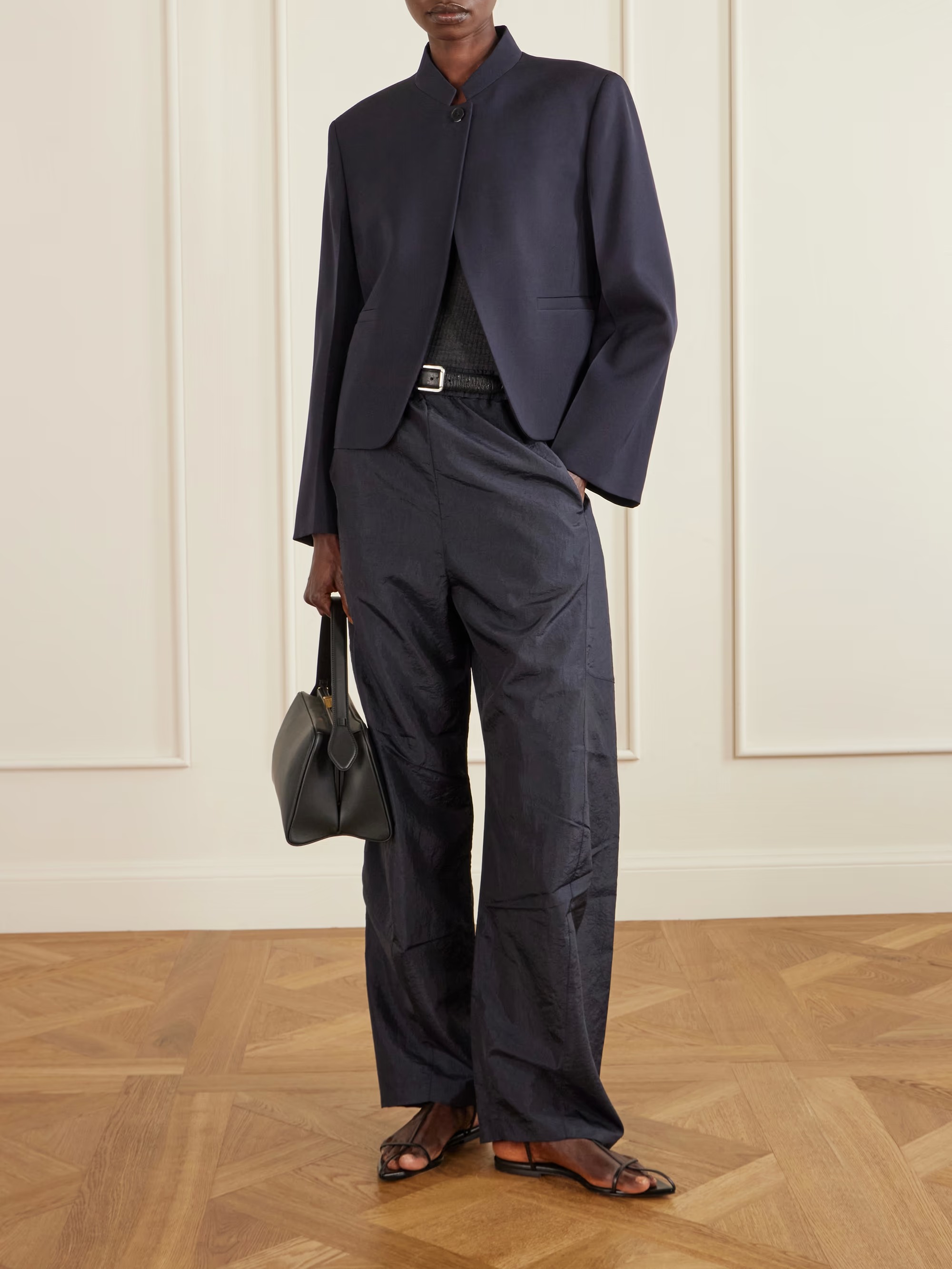 Tibi, Winslow crinkled-shell barrel-leg pants