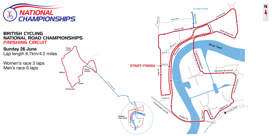 The map of the road race finishing circuit 2016 British national road race championships