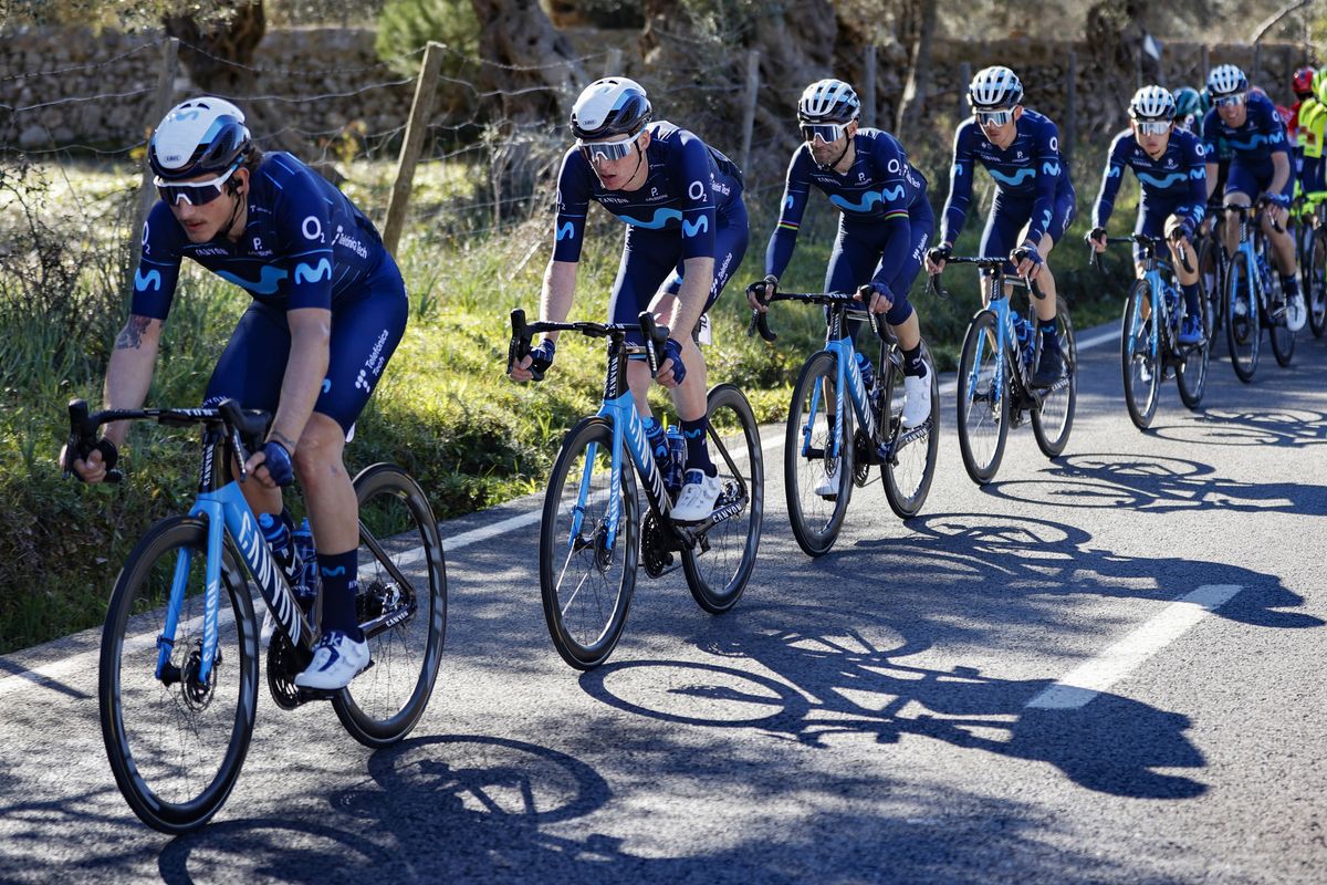 Movistar lead the peloton at the Challenge Mallorca