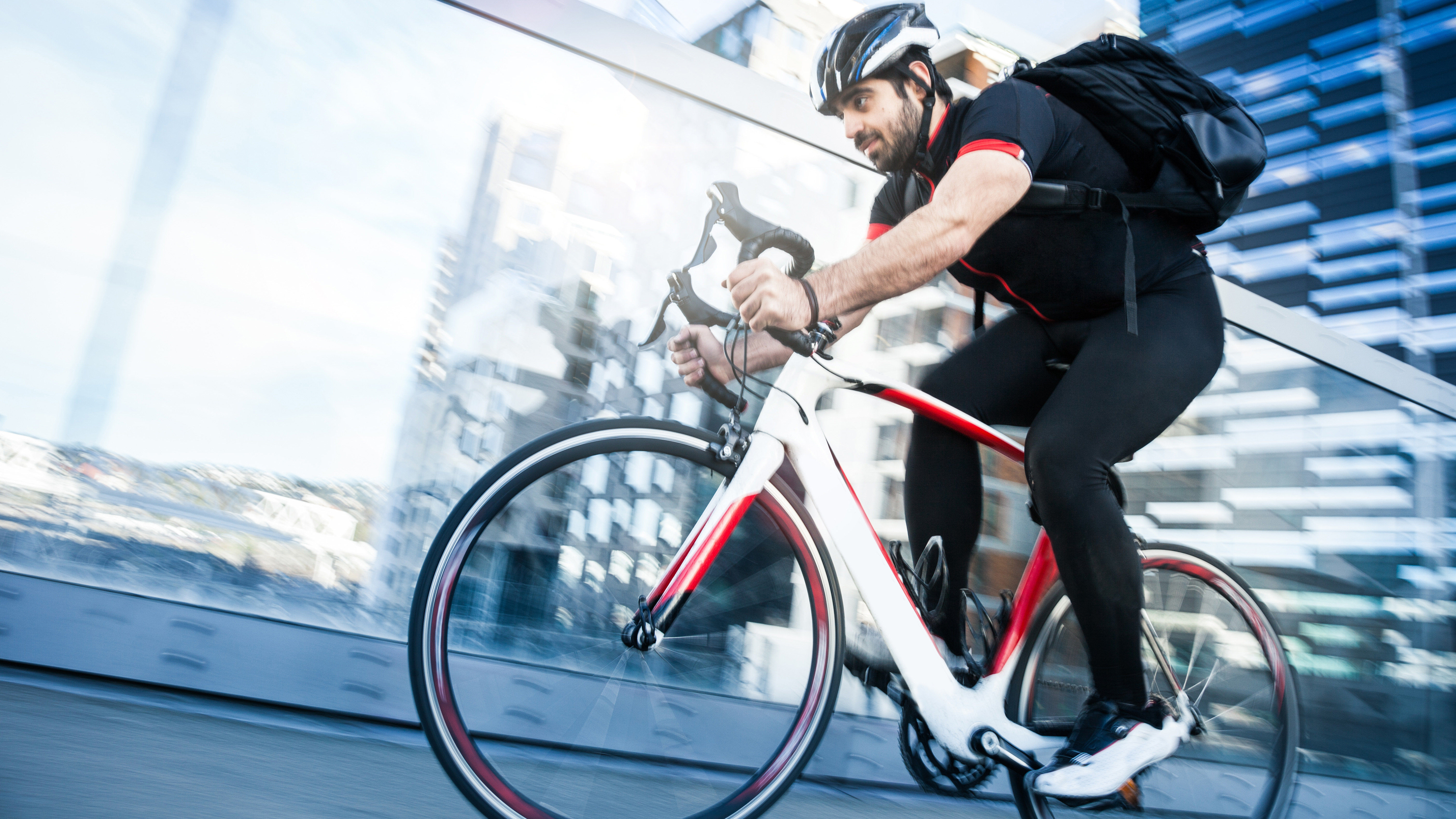 Cycle commuter riding a bike with drop bars