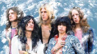 Aerosmith as they appeared on the cover of their debut album