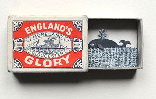 England’s Glory by Hannah Battershell. Mixed Media and Paper Relief Collage in Vintage Matchbox, 18 x 18cm. £300 from GX Gallery at the Affordable Art Fair Bristol