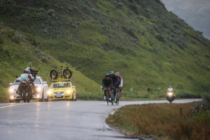 The break makes its way up today longer climb