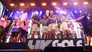 Captain Bryson DeChambeau and Crushers GC, first place, celebrate during day three of the LIV Golf Invitational - Miami
