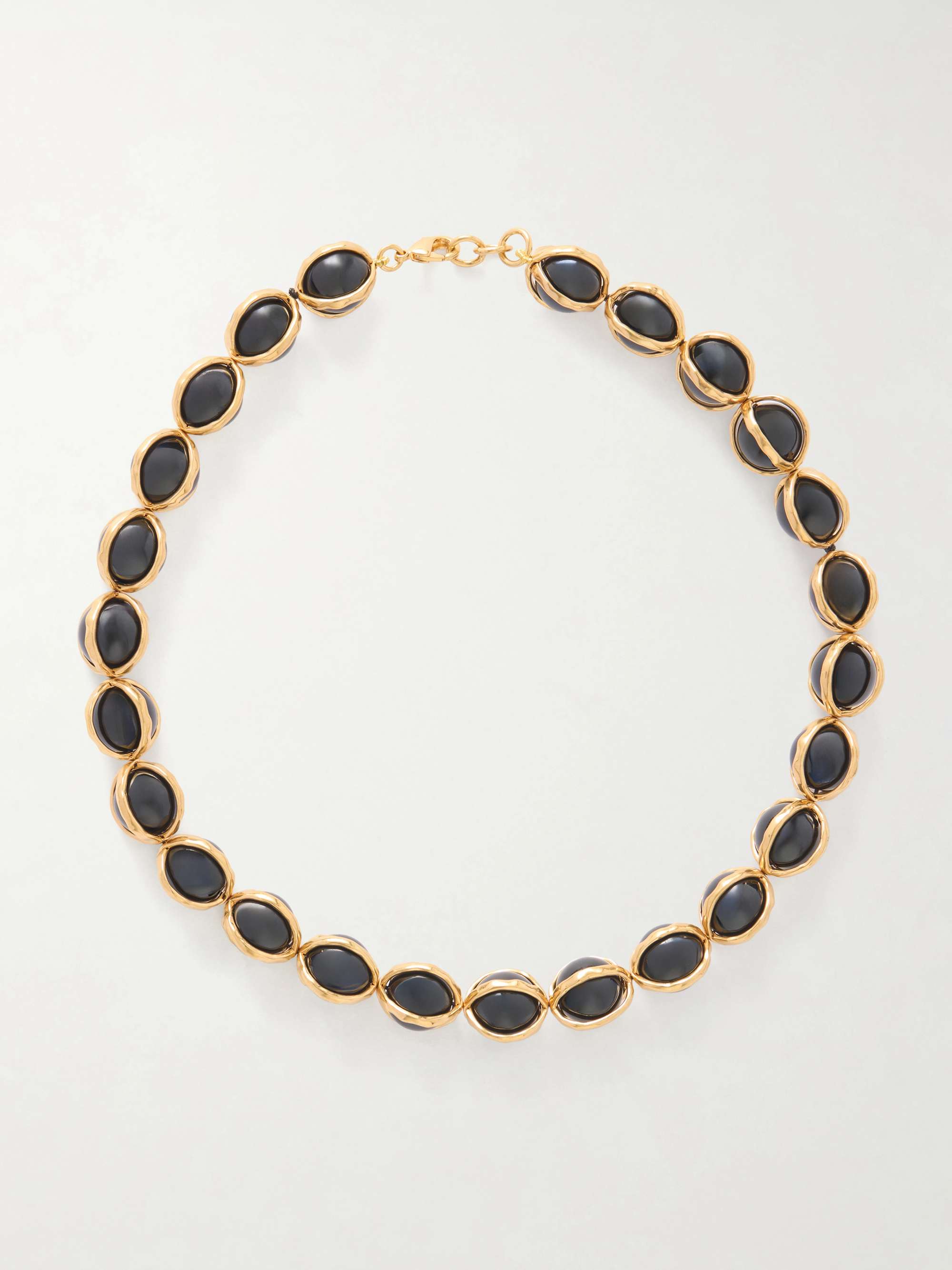 Gold-Tone Onyx Beaded Necklace