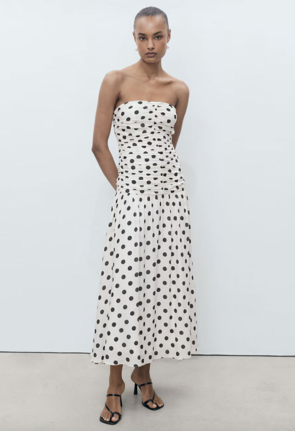 Polka-dot dress with draped body