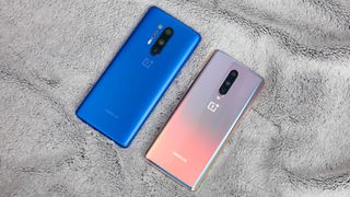 The OnePlus 8 Pro (L) and OnePlus 8 (R)