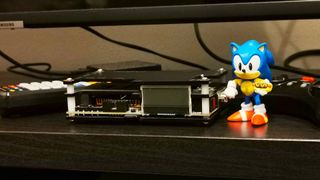 OSSC retro upscaler next to Sonic figure