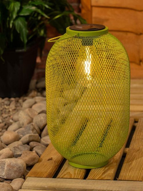 Solar Powered Outdoor Metal Mesh Basket Lantern
