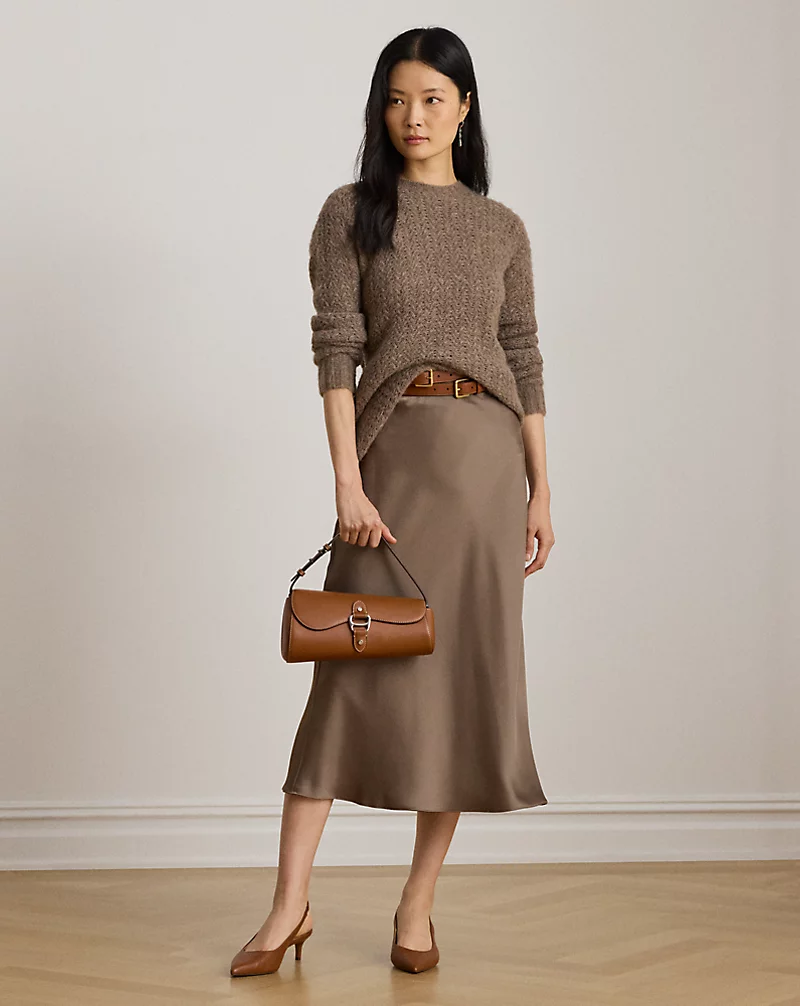Satin Charmeuse Midi Skirt