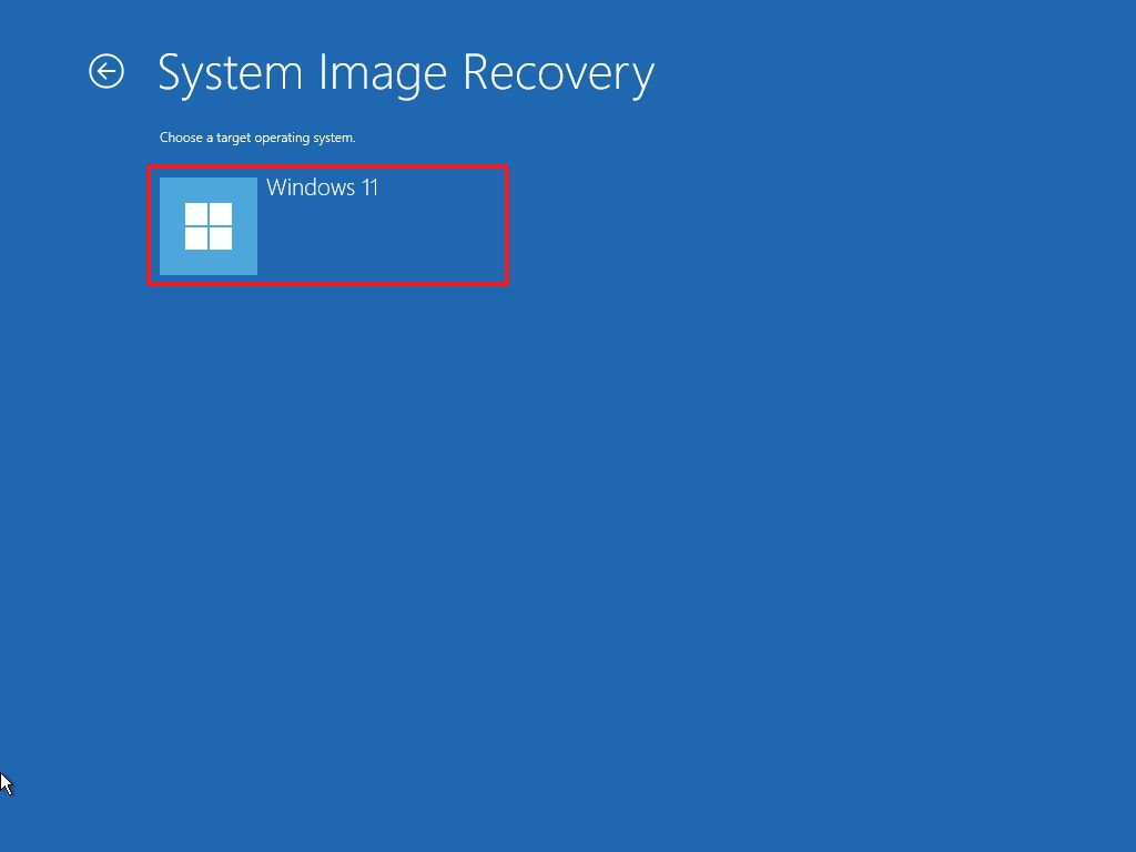 Choose the recovery operating system