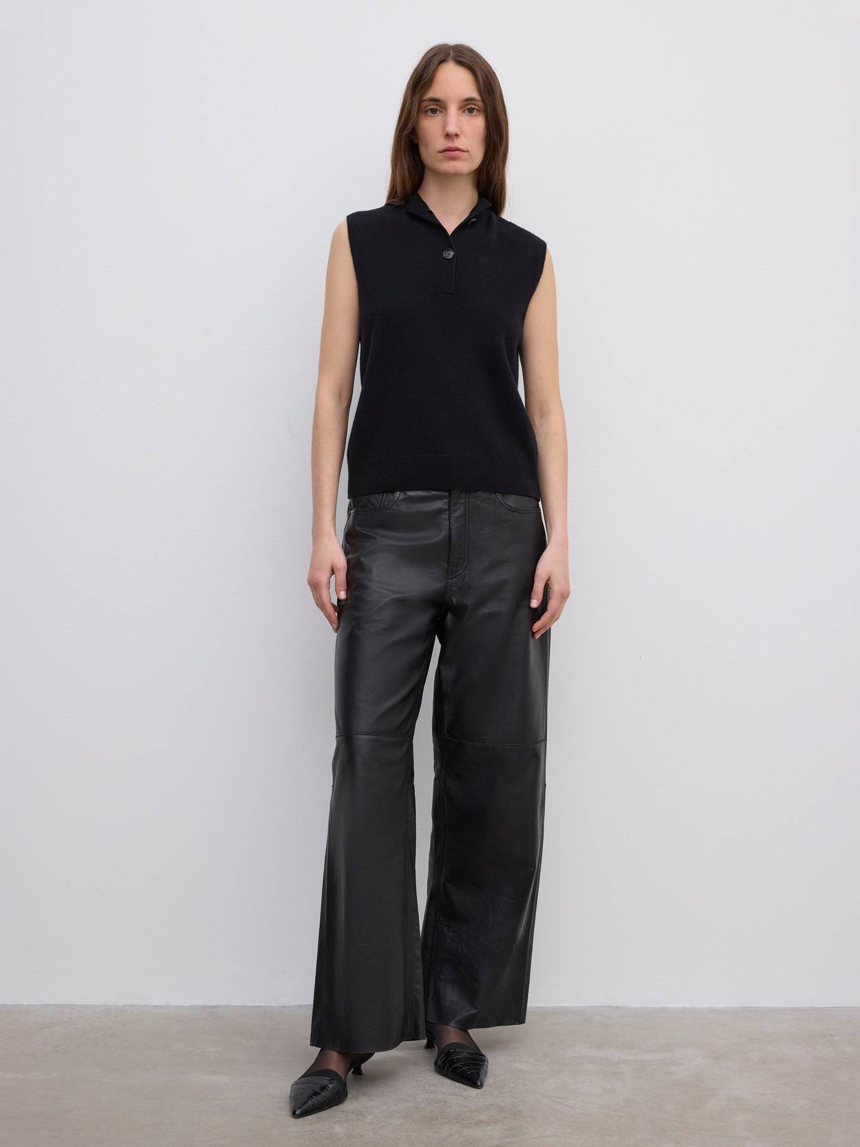 Sleeveless Knit Top Cashmere Blend