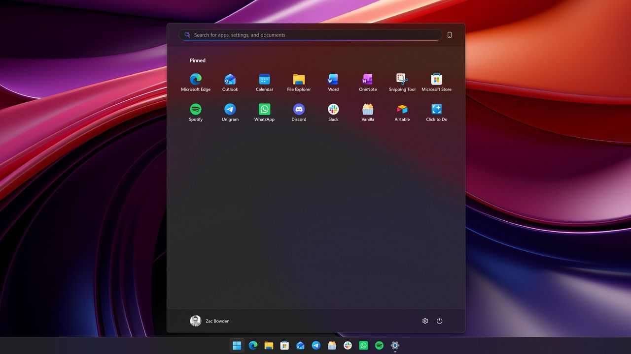 Windows 11 customizable start menu options