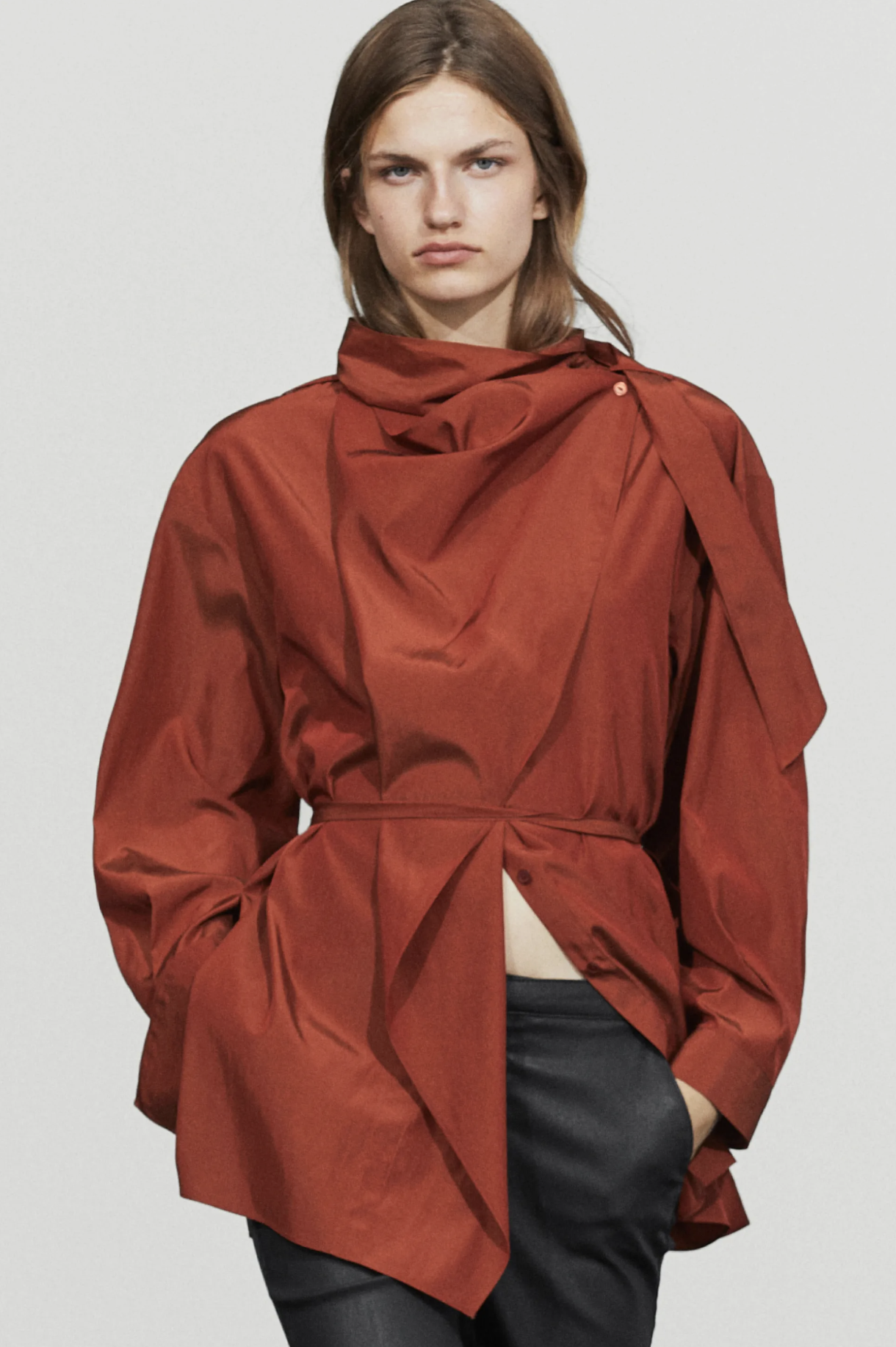 Massimo Dutti, Flowing Blouse With Tie Detail