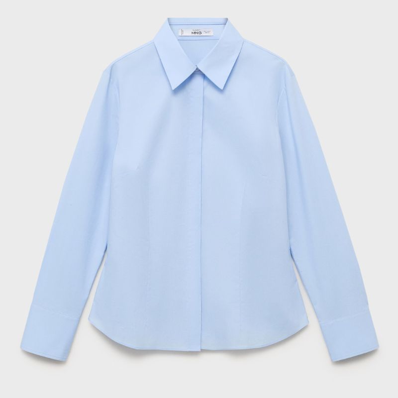 Mango blue button up shirt