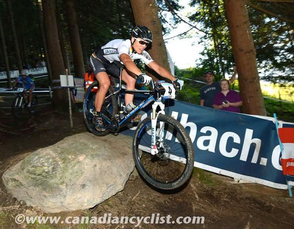 Sabine Spitz (Germany) goes over the rock drop