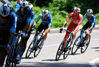 BAIONA, SPAIN - AUGUST 27: Ben O'Connor of Australia and Team Decathlon AG2R La Mondiale - Red Leader Jersey competes during the La Vuelta - 79th Tour of Spain 2024, Stage 10 a 160km stage from Ponteareas to Baiona / #UCIWT / on August 27, 2024 in Baiona, Spain. (Photo by Tim de Waele/Getty Images)