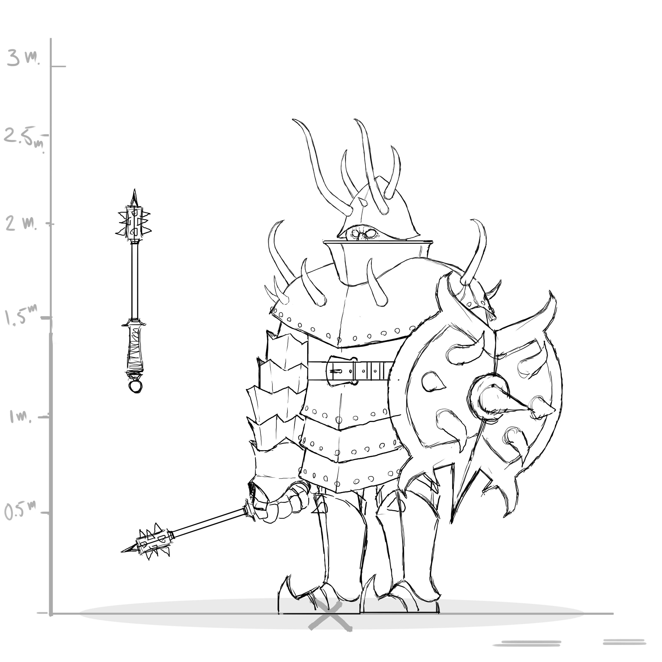 Sketches and line art of monsters for a video game called Flask