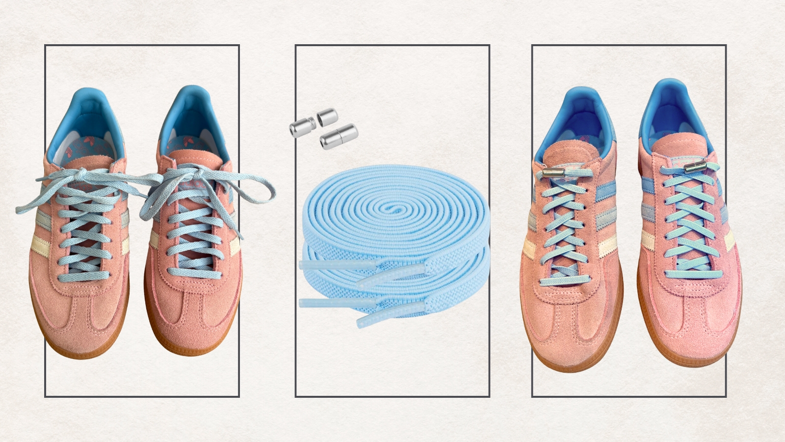 adidas Handball Spezials before and after elasticated shoe laces